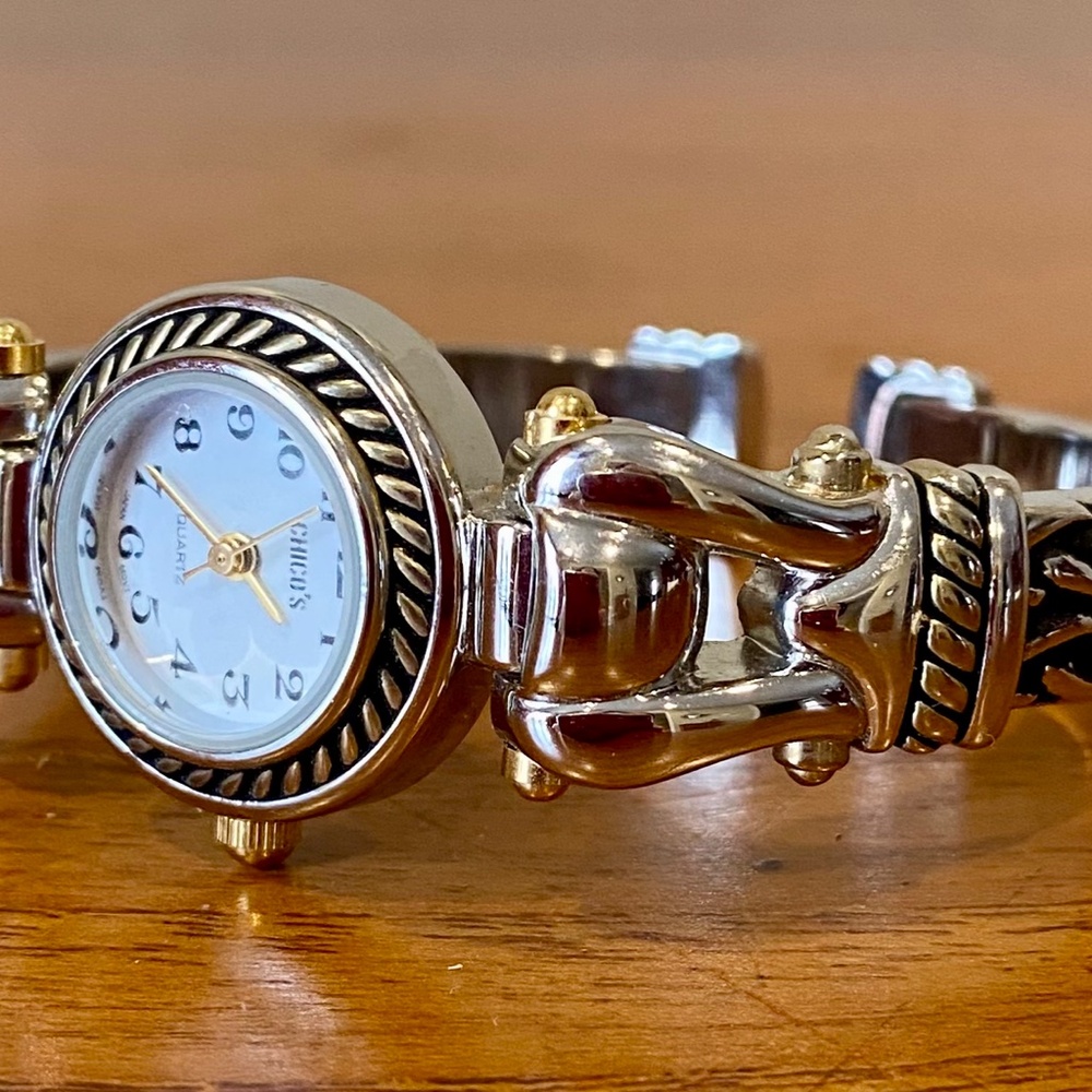 Chico's Vintage 2 Tone Cuff Bracelet Watch